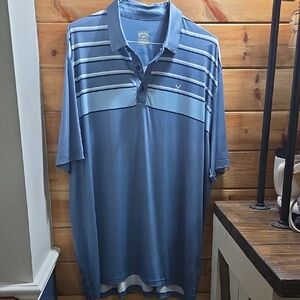 Callaway Men's Light Blue and Navy Stripe Golf Polo XXL D0314